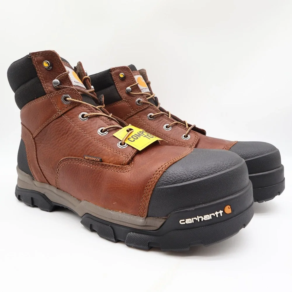 Carhartt CME6355 Work Boots Mens 12 M Brown Leather Waterproof Toe NWT